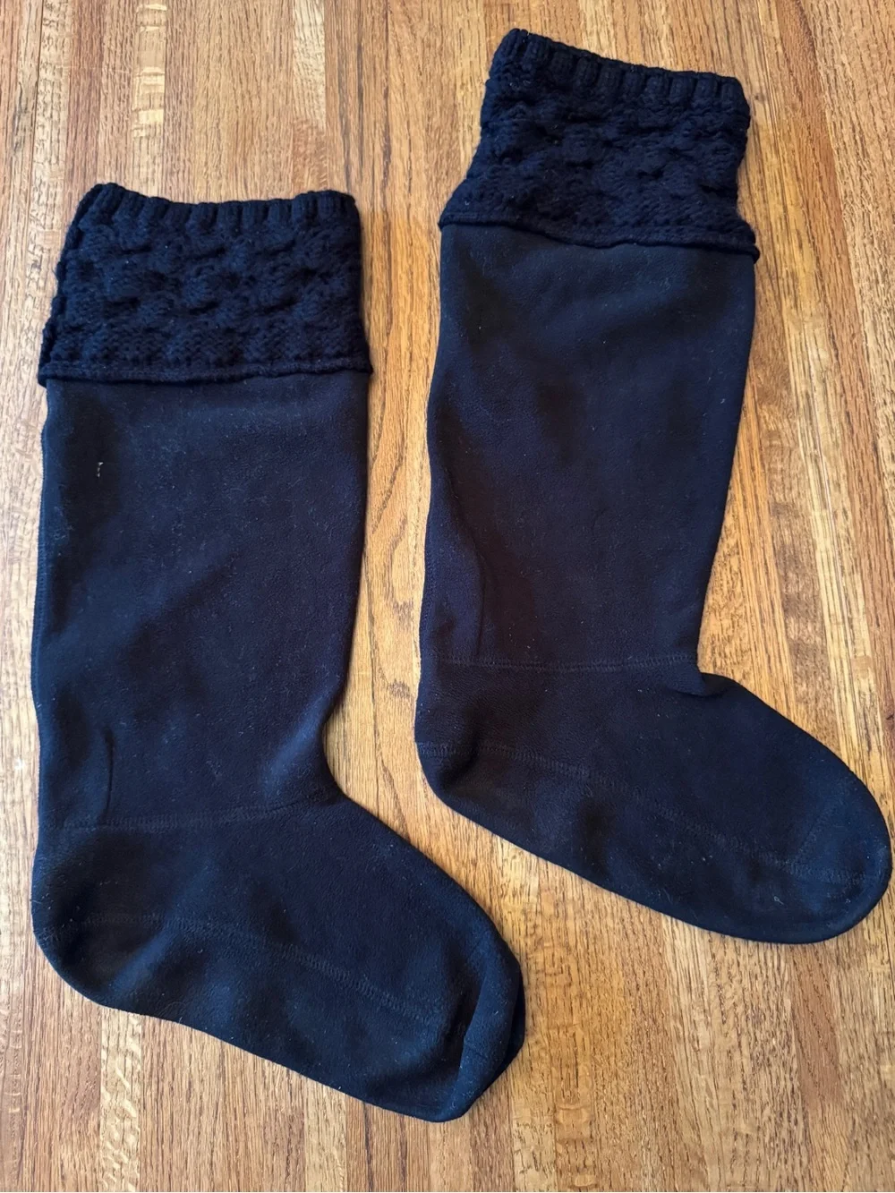 MICHAEL Michael Kors Black Fleece Cable Knit Cuff Boot Liner Socks L/XL